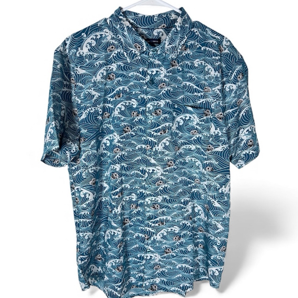 VSTR 4 Way Stretch Skill All Over Print Button Up Shirt Men’s Size L